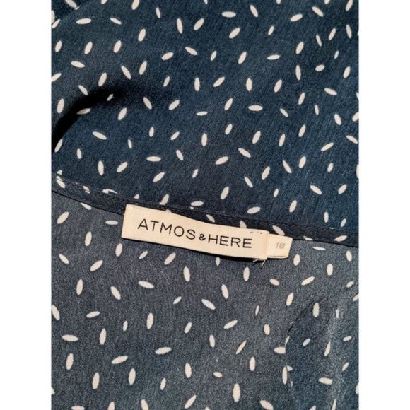 ATMOS & HERE Plus Dark Green & White Patterned Long Sleeve Blouse Top - Picture 5 of 6